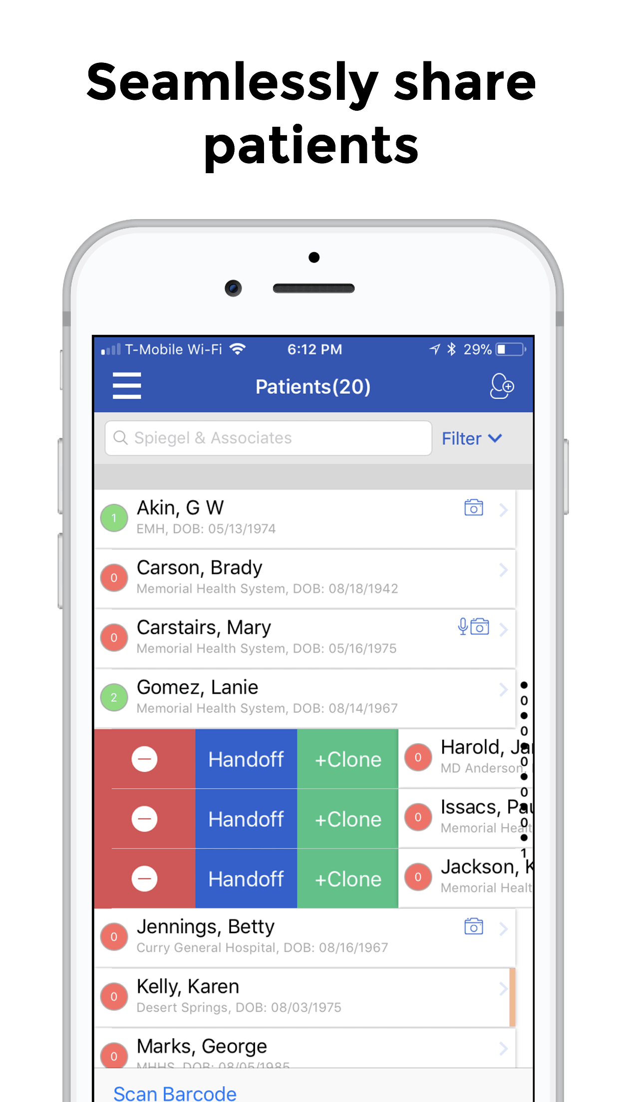 mdcoder mobile share patients